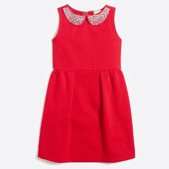 J. Crew Other - JCREW Girls' jeweled collar red ponte dress